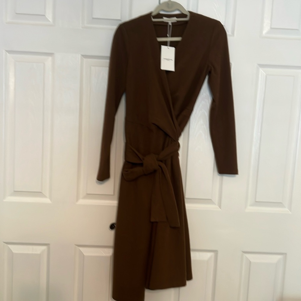 Lafayette 148 New York Brown wrap dress.